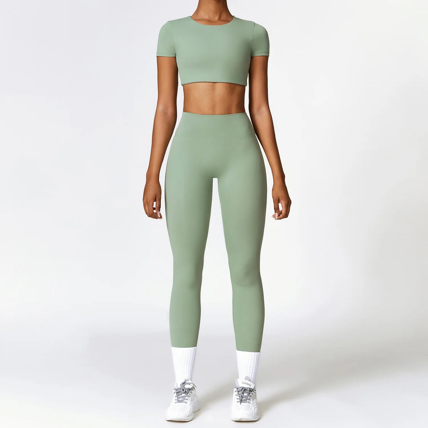 New Yoga Set Women Gym 2 Piece Tight Quick-Drying Fitness Wear Outdoor Running Suit Sports Fitness High Waist Leggings Workout