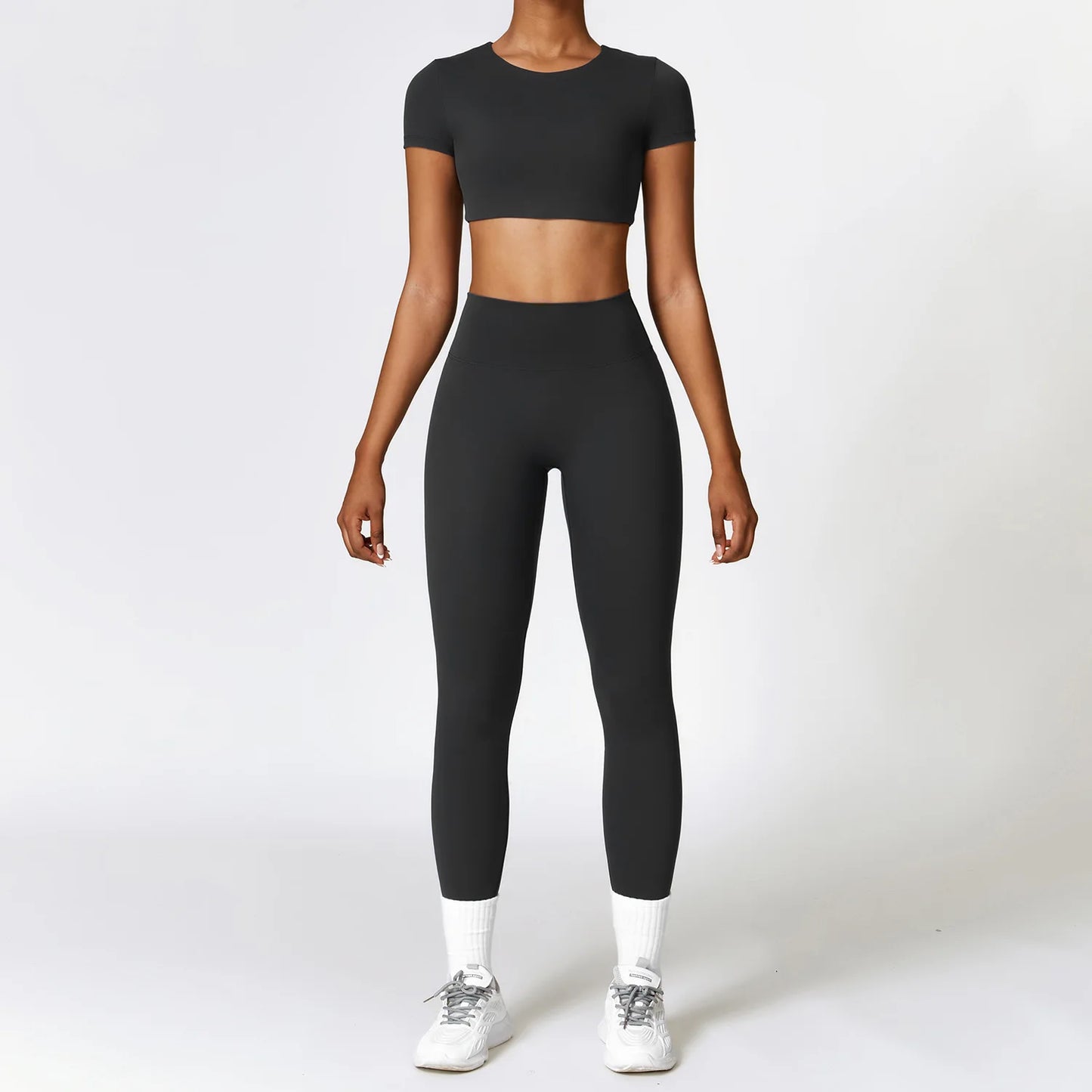 New Yoga Set Women Gym 2 Piece Tight Quick-Drying Fitness Wear Outdoor Running Suit Sports Fitness High Waist Leggings Workout