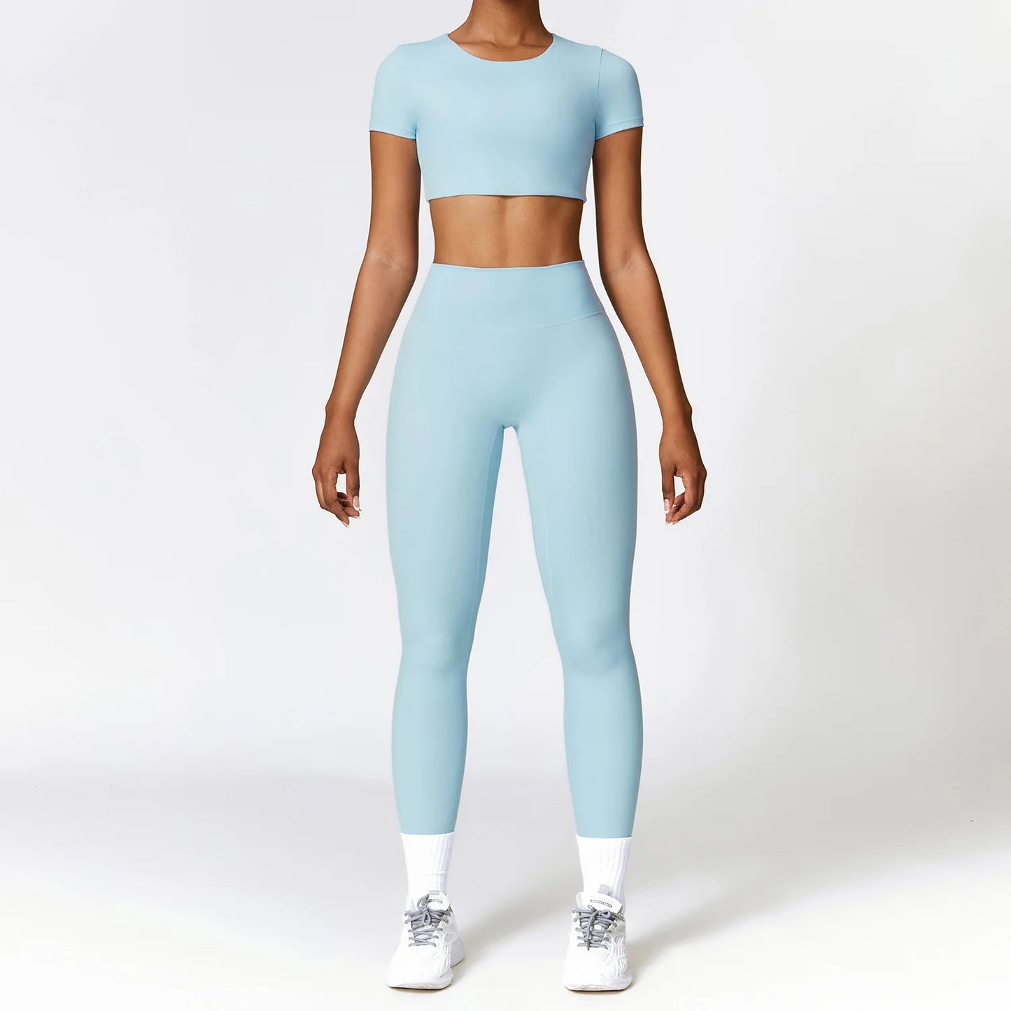 New Yoga Set Women Gym 2 Piece Tight Quick-Drying Fitness Wear Outdoor Running Suit Sports Fitness High Waist Leggings Workout