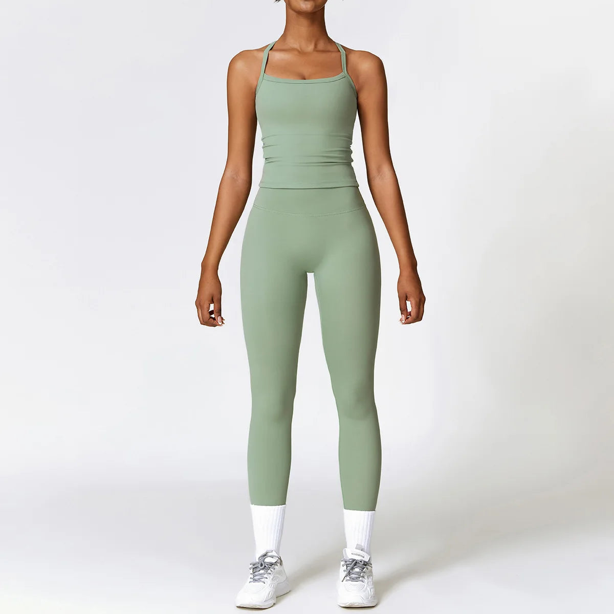New Yoga Set Women Gym 2 Piece Tight Quick-Drying Fitness Wear Outdoor Running Suit Sports Fitness High Waist Leggings Workout