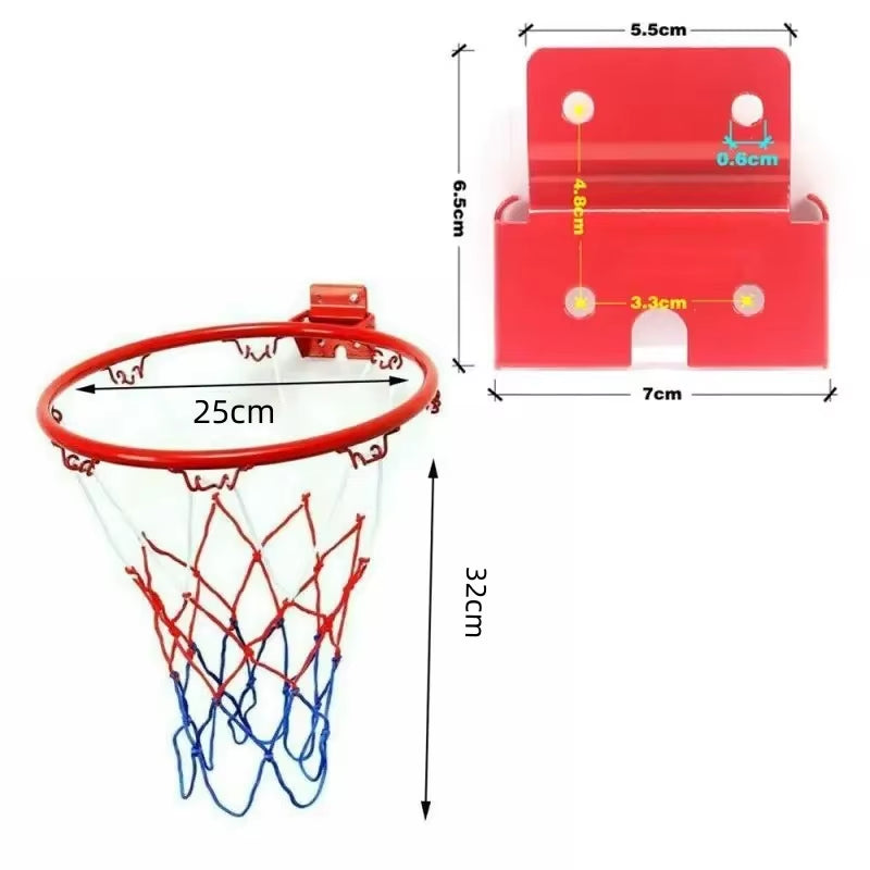 Children's Wall-Mounted Basketball Hoop with Screws and Net for Indoor and Outdoor Shooting Practice