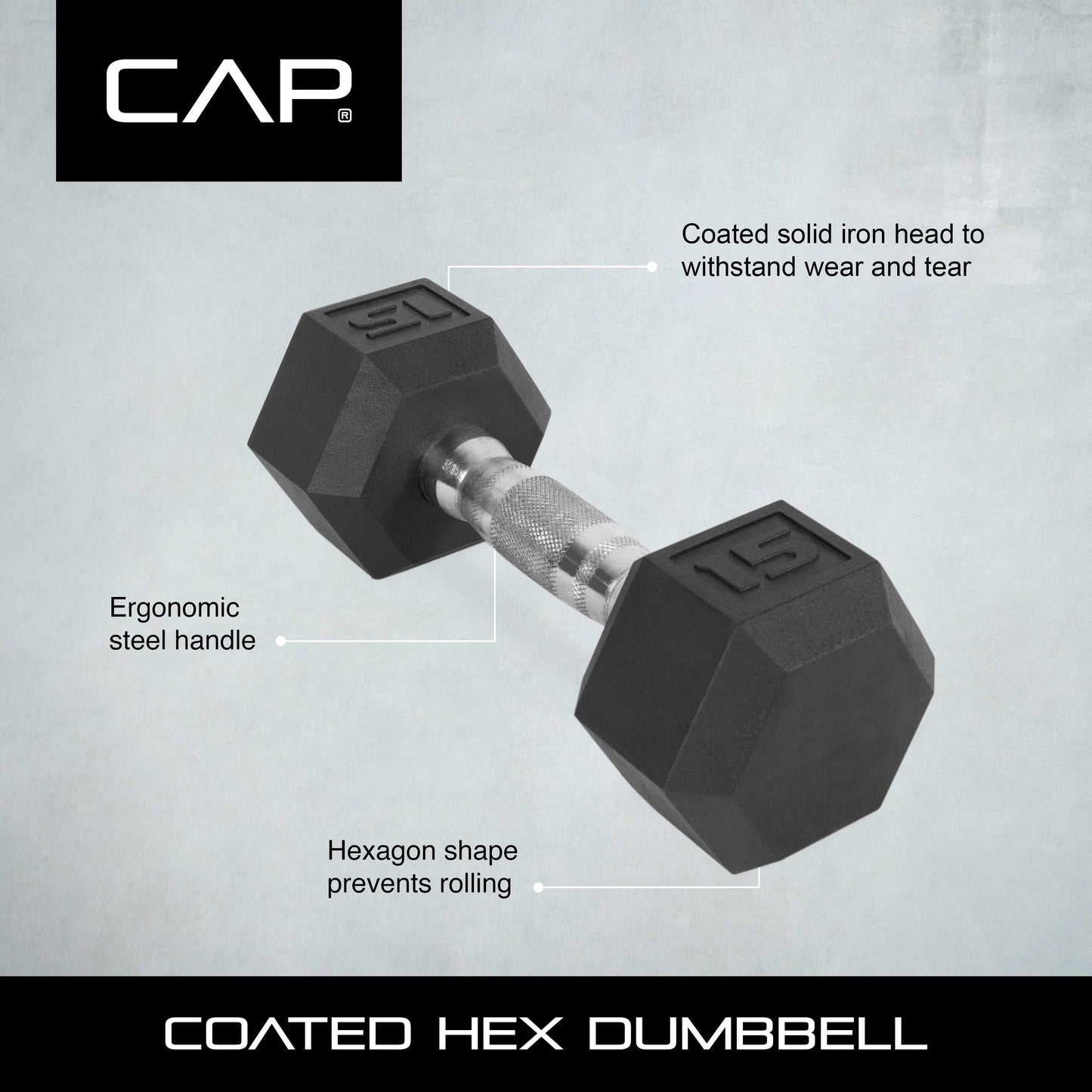 Barbell, 3Lb Rubber Hex Dumbbell, Single