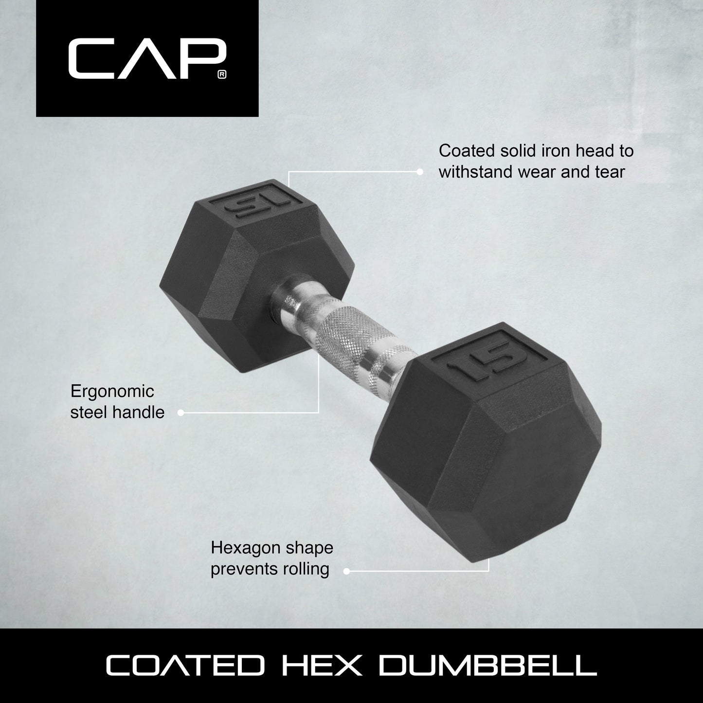 Barbell, 3Lb Rubber Hex Dumbbell, Single