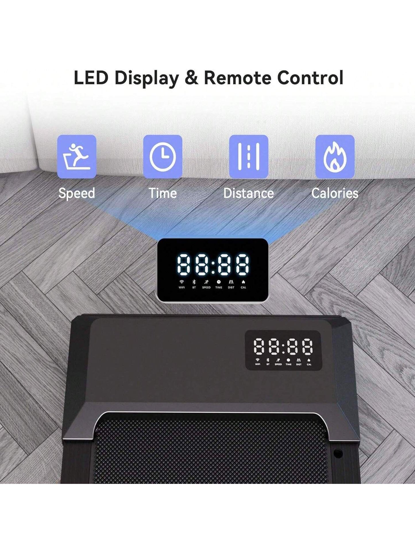 2024 Newest Smart Walking Pad Treadmill, under Desk Treadmill for Home Office, Quiet Portable Black Walking Treadmill with 2.5 , 265 Lbs Capacity