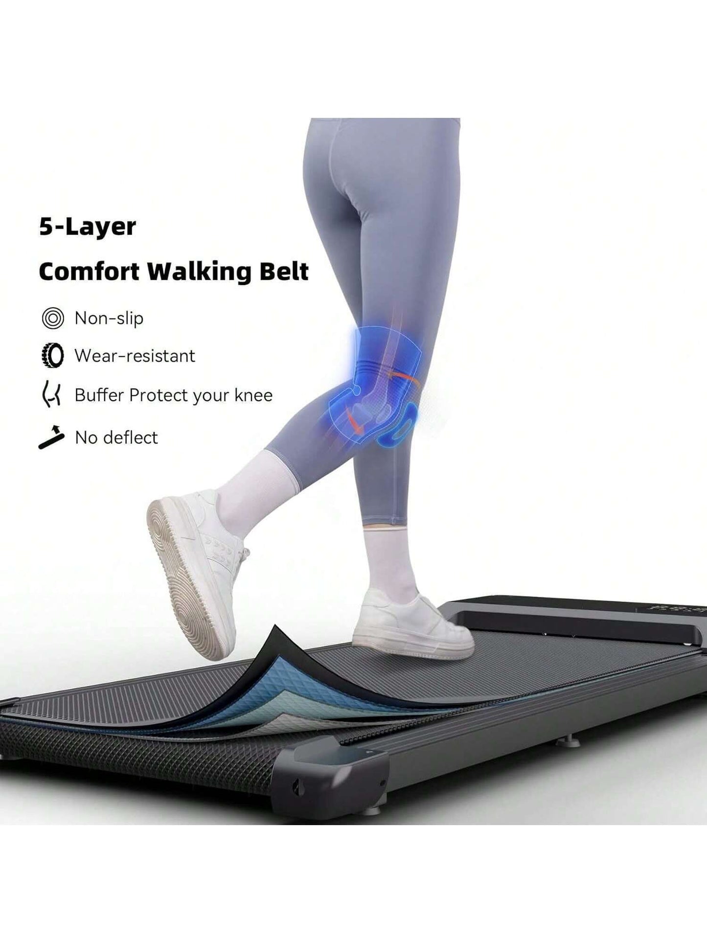 2024 Newest Smart Walking Pad Treadmill, under Desk Treadmill for Home Office, Quiet Portable Black Walking Treadmill with 2.5 , 265 Lbs Capacity