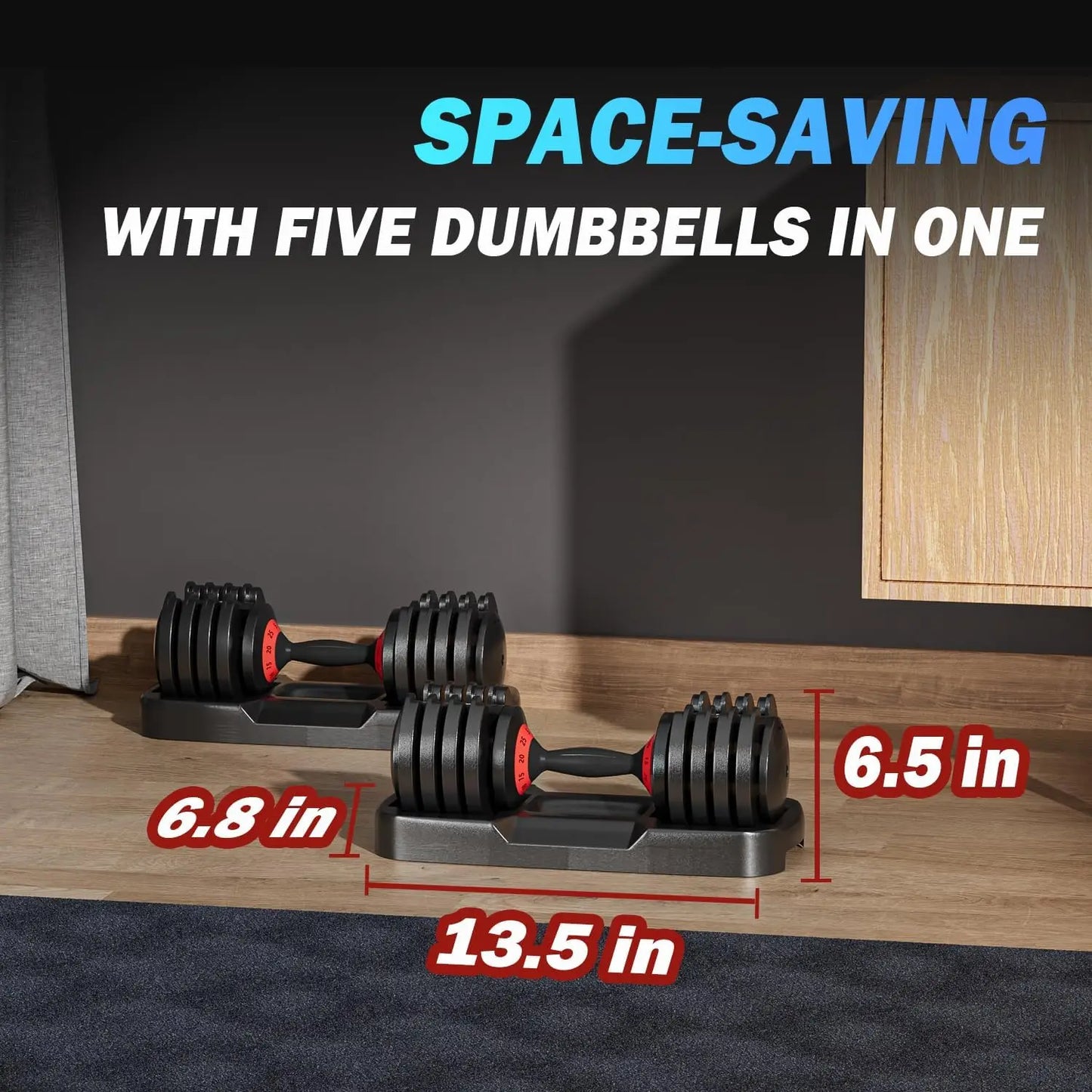 Adjustable Dumbbells,Adjustable Dumbbell Set, 5 in 1 Free Weight Dumbbell,Fast Adjust Weight with Anti-Slip Handle and Tray For
