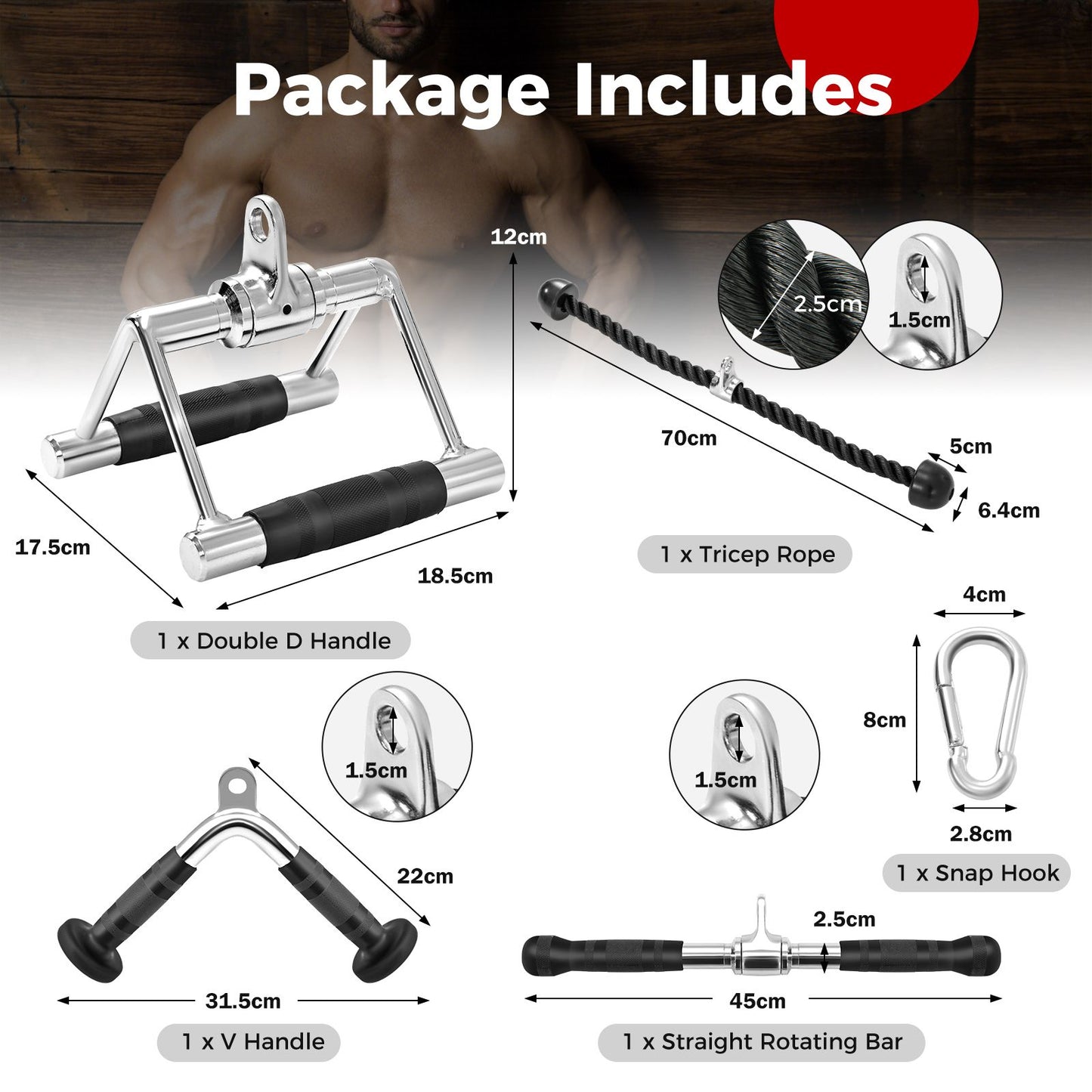 Cable Machine Attachment Set LAT Pulldown Attachments