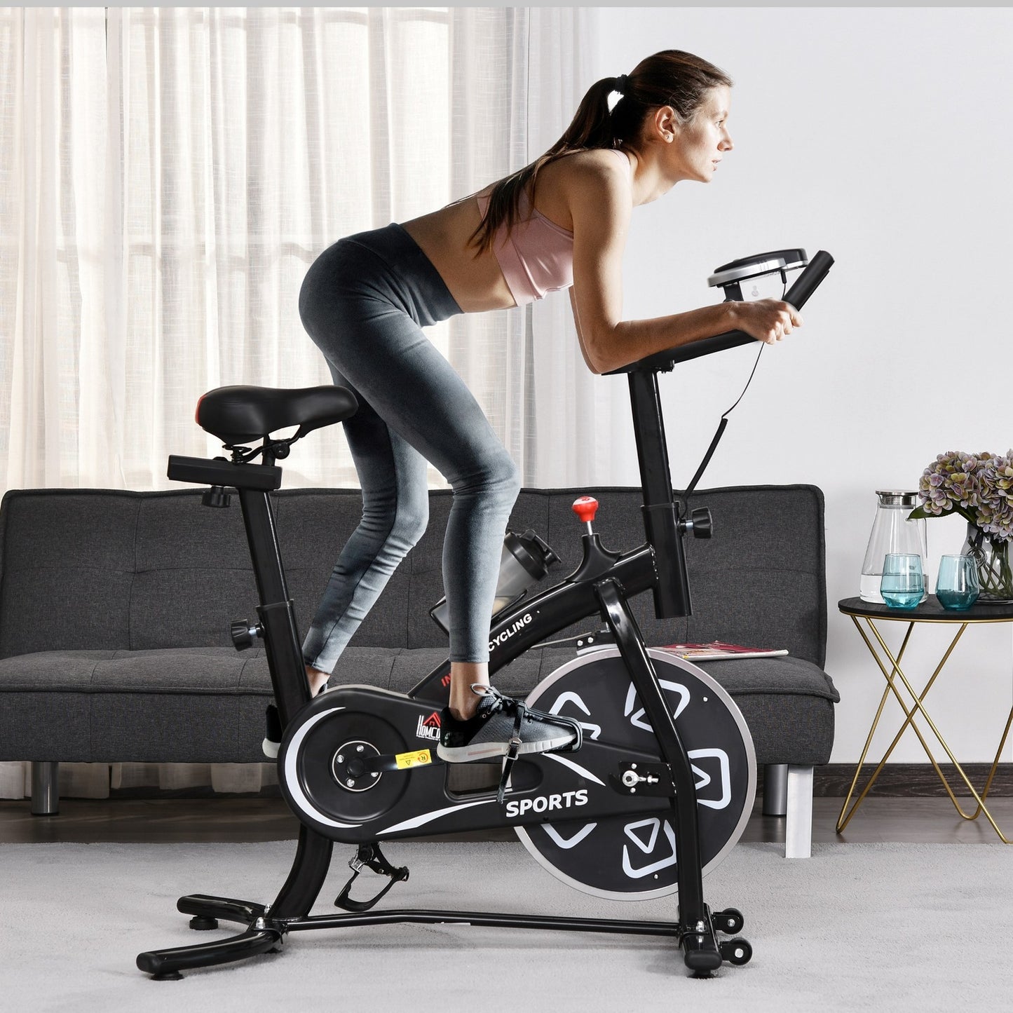 HOMCOM Exercise Training Bike Indoor Cycling Bicycle Trainer LCD Monitor
