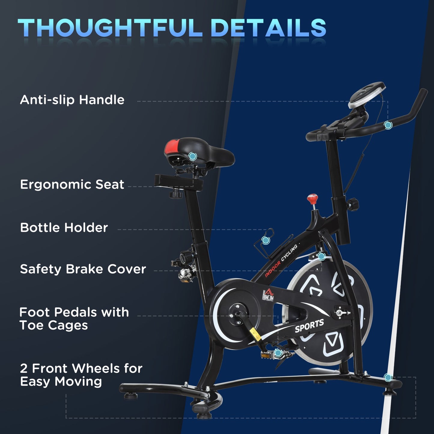 HOMCOM Exercise Training Bike Indoor Cycling Bicycle Trainer LCD Monitor