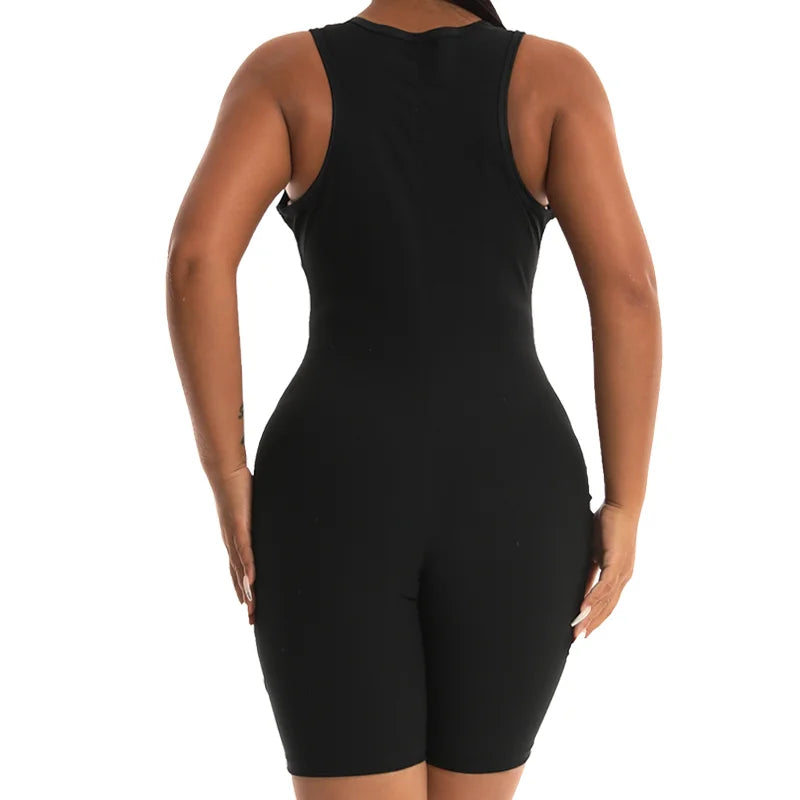 3 in 1 Gym Full Body Jumpsuit Fitness Sauna Suits for Women Weight Loss Bodysuits Slimming Vest Shorts Workout Waist Trainer