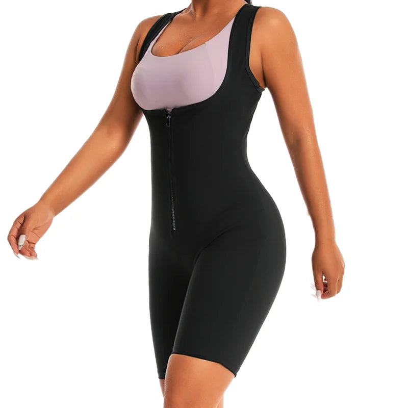 3 in 1 Gym Full Body Jumpsuit Fitness Sauna Suits for Women Weight Loss Bodysuits Slimming Vest Shorts Workout Waist Trainer