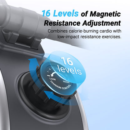 Magnetic Rowing Machine 350Lbs Weight Capacity, 16 Levels of Quiet Resistance, Bluetooth Rowing Machine for Home Workout