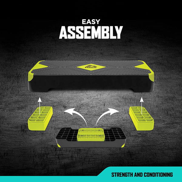 Aerobic Step Platform with Non-Slip Textured Surface 2-Level Adjustable, Compact, Easy-To-Store