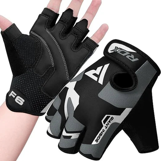 Fingerless Weight Lifting Gloves Gym Workout Gloves for Men Bodybuilding Breathable Powerlifting Wrist Support Padded Palm Training Exercise, Gray, M