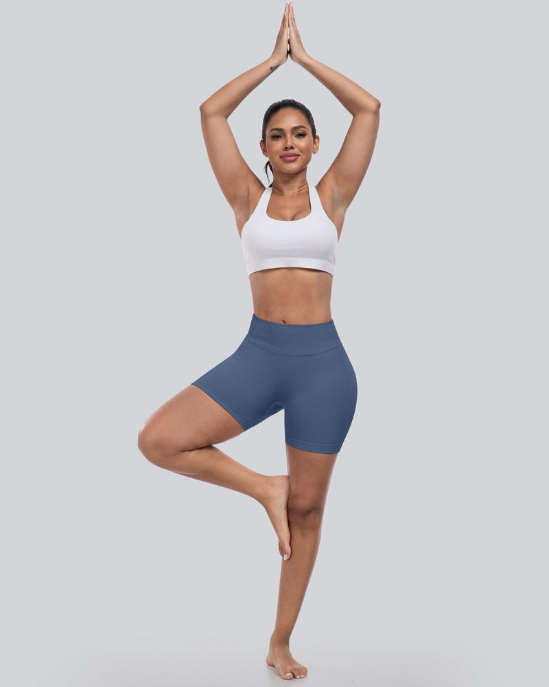 CHRLEISURE Workout Gym Biker Shorts, High Waisted Butt Lifting Scrunch Butt Sports Seamless Shorts Sets 4 Piece