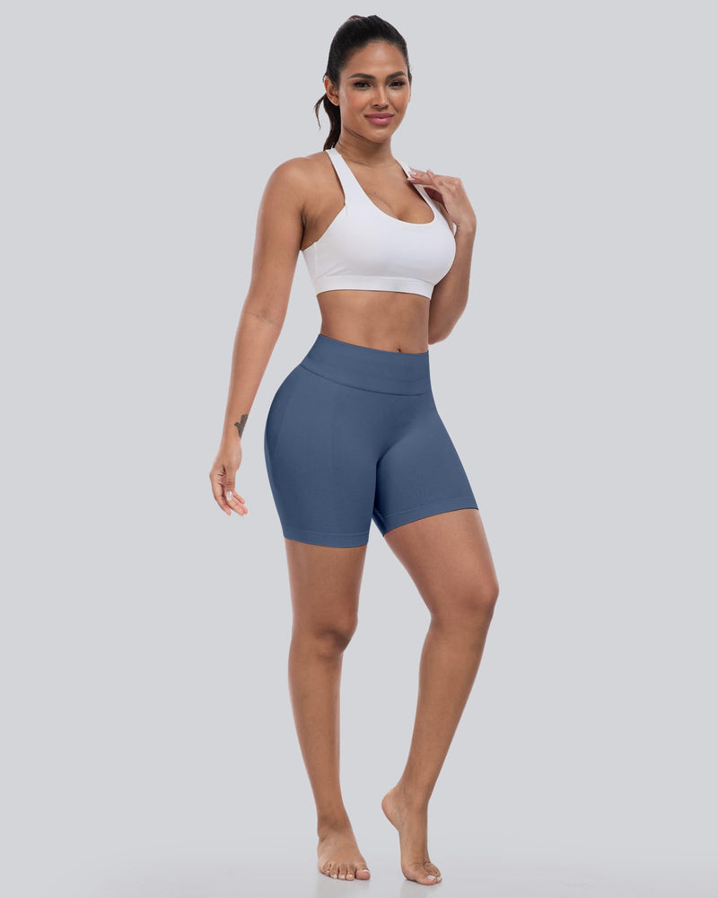CHRLEISURE Workout Gym Biker Shorts, High Waisted Butt Lifting Scrunch Butt Sports Seamless Shorts Sets 4 Piece