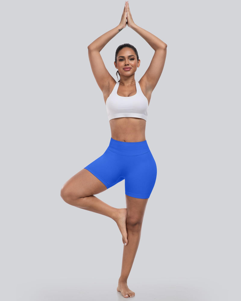CHRLEISURE Workout Gym Biker Shorts, High Waisted Butt Lifting Scrunch Butt Sports Seamless Shorts Sets 4 Piece