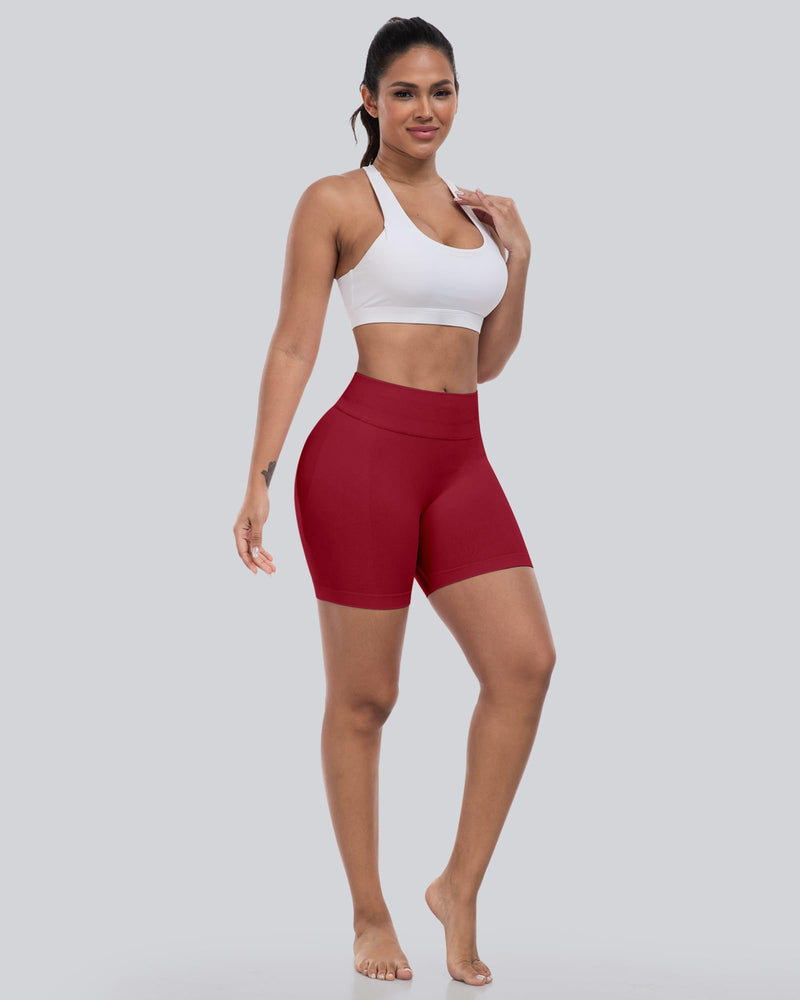 CHRLEISURE Workout Gym Biker Shorts, High Waisted Butt Lifting Scrunch Butt Sports Seamless Shorts Sets 4 Piece