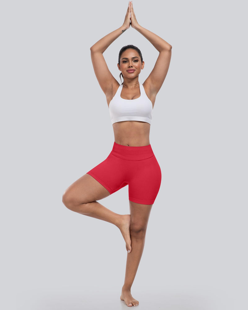 CHRLEISURE Workout Gym Biker Shorts, High Waisted Butt Lifting Scrunch Butt Sports Seamless Shorts Sets 4 Piece