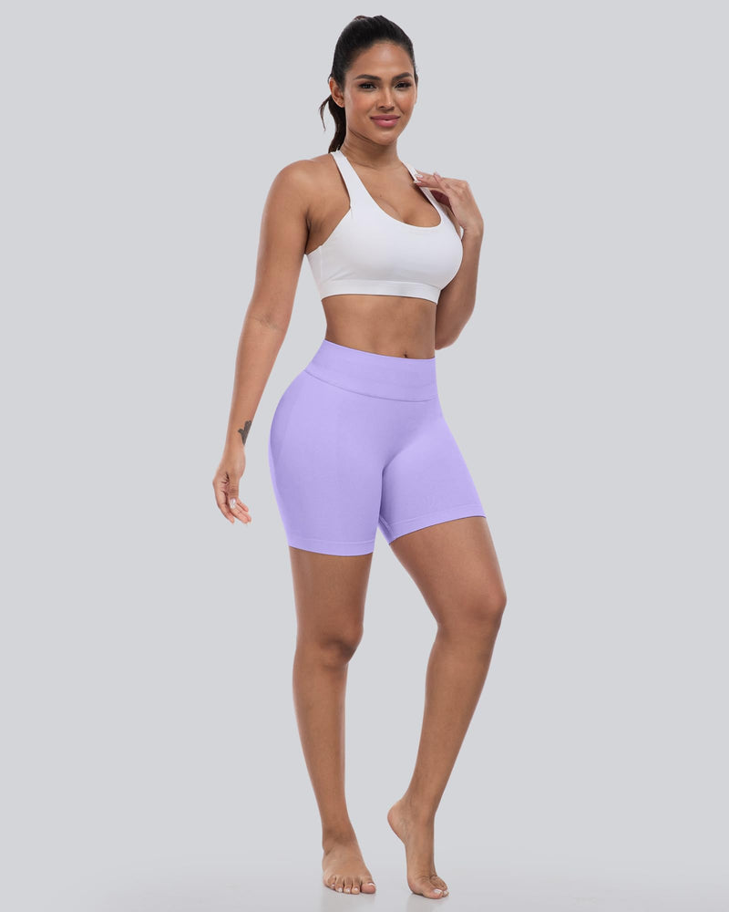 CHRLEISURE Workout Gym Biker Shorts, High Waisted Butt Lifting Scrunch Butt Sports Seamless Shorts Sets 4 Piece