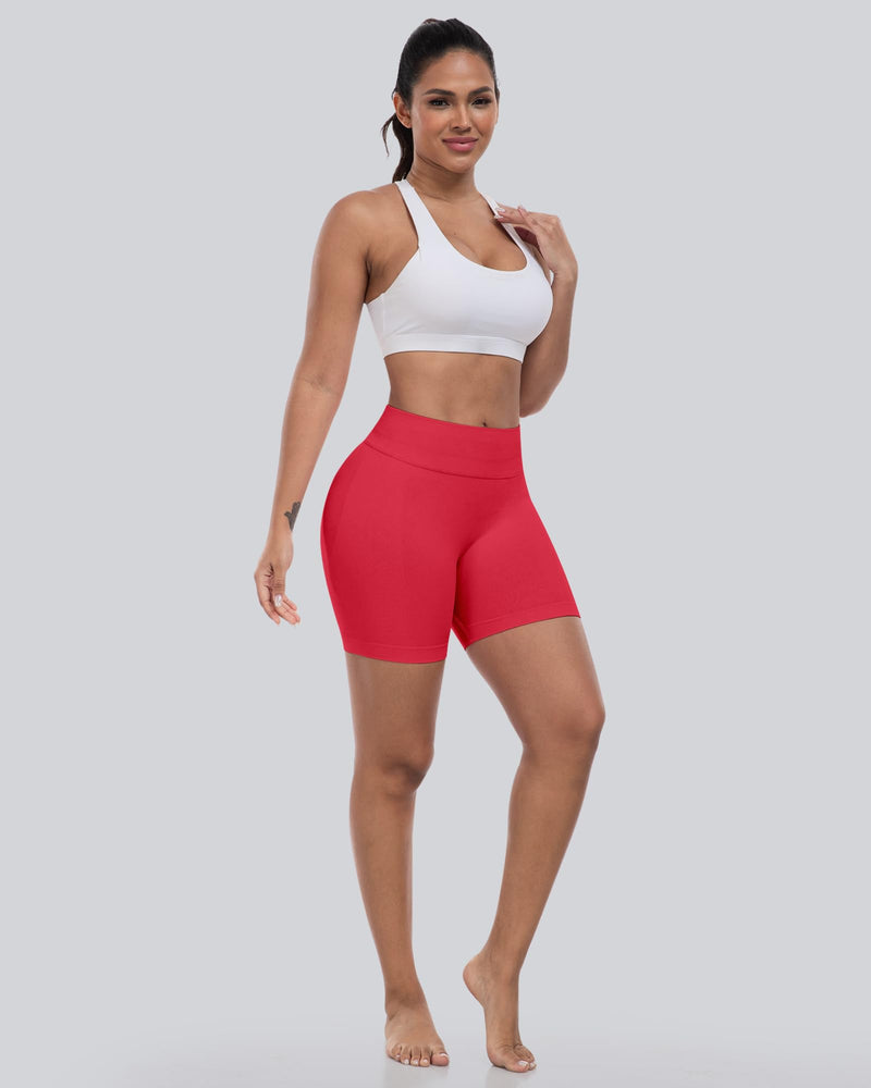CHRLEISURE Workout Gym Biker Shorts, High Waisted Butt Lifting Scrunch Butt Sports Seamless Shorts Sets 4 Piece
