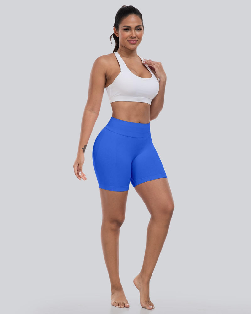 CHRLEISURE Workout Gym Biker Shorts, High Waisted Butt Lifting Scrunch Butt Sports Seamless Shorts Sets 4 Piece