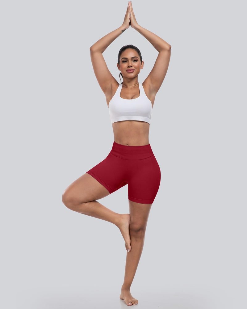 CHRLEISURE Workout Gym Biker Shorts, High Waisted Butt Lifting Scrunch Butt Sports Seamless Shorts Sets 4 Piece
