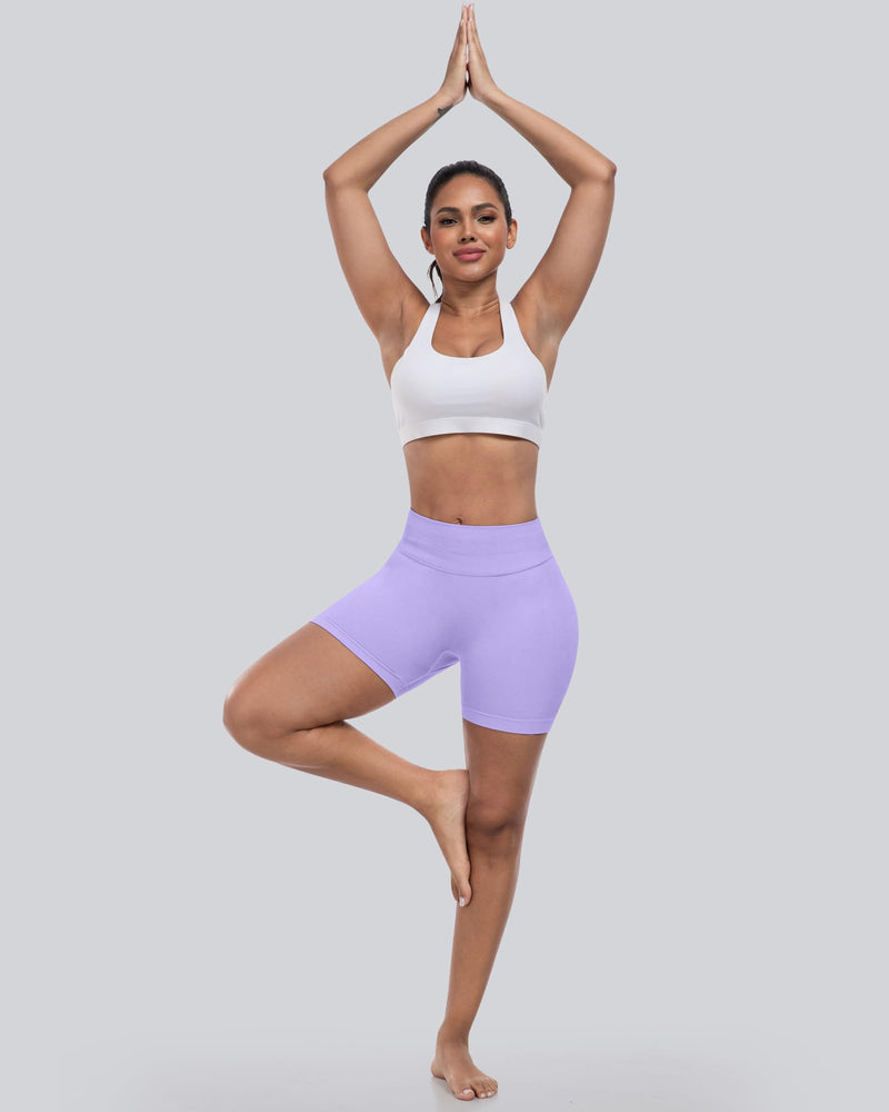 CHRLEISURE Workout Gym Biker Shorts, High Waisted Butt Lifting Scrunch Butt Sports Seamless Shorts Sets 4 Piece