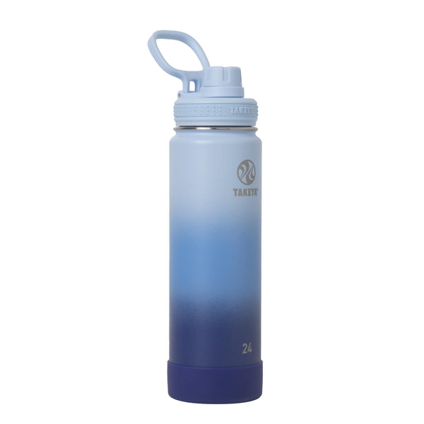 Takeya Actives Water Bottle with Spout Lid - Bottle with Double Stainless Steel Insulation - Dishwasher Safe & BPA-Free - Bottle with Spout Lid & Removable Bumper - 24 oz, Bluestone