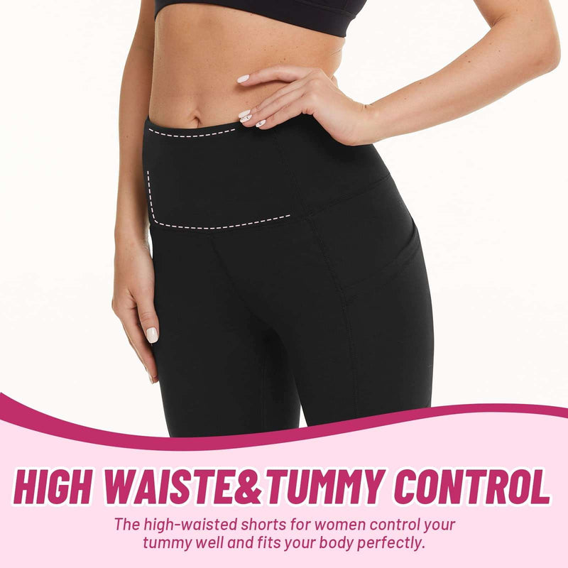 4 Pack Biker Shorts for Women – 8" High Waist Tummy Control Workout Yogacompression Exercise Shorts