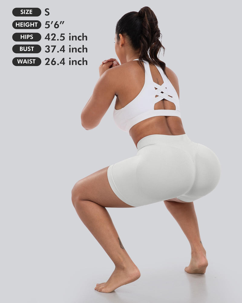 CHRLEISURE Workout Gym Biker Shorts, High Waisted Butt Lifting Scrunch Butt Sports Seamless Shorts Sets 4 Piece