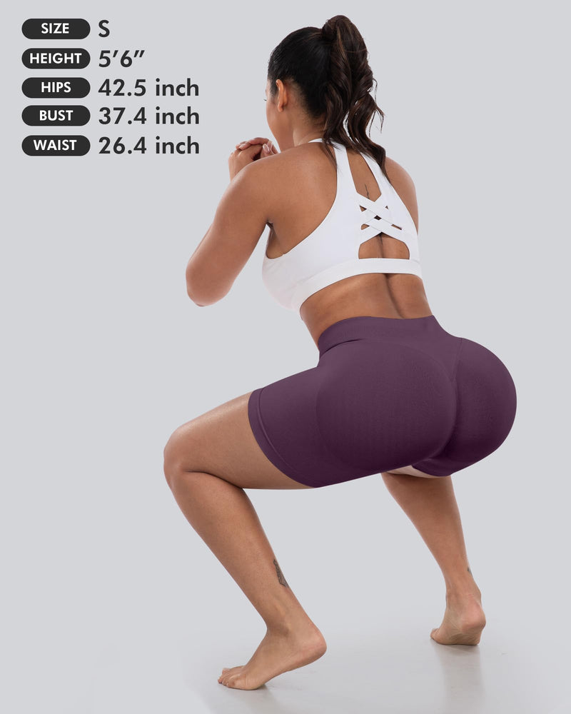 CHRLEISURE Workout Gym Biker Shorts, High Waisted Butt Lifting Scrunch Butt Sports Seamless Shorts Sets 4 Piece