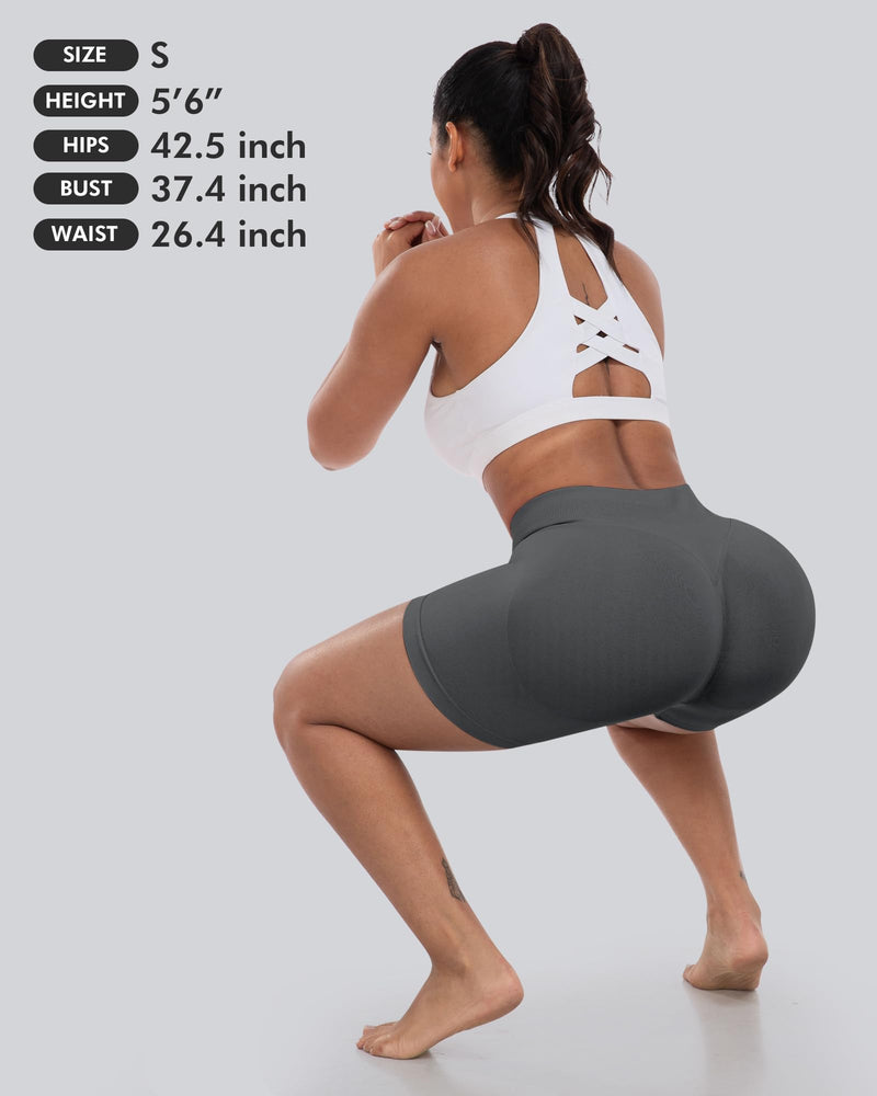 CHRLEISURE Workout Gym Biker Shorts, High Waisted Butt Lifting Scrunch Butt Sports Seamless Shorts Sets 4 Piece