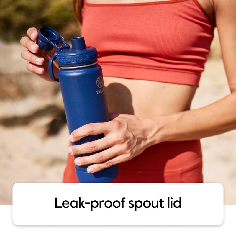 Takeya Actives Water Bottle with Spout Lid - Bottle with Double Stainless Steel Insulation - Dishwasher Safe & BPA-Free - Bottle with Spout Lid & Removable Bumper - 24 oz, Bluestone