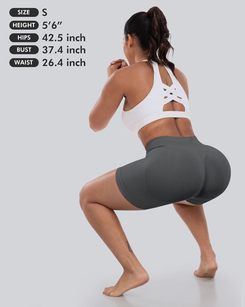 CHRLEISURE Workout Gym Biker Shorts, High Waisted Butt Lifting Scrunch Butt Sports Seamless Shorts Sets 4 Piece