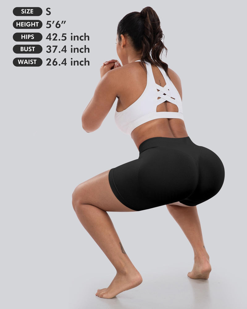 CHRLEISURE Workout Gym Biker Shorts, High Waisted Butt Lifting Scrunch Butt Sports Seamless Shorts Sets 4 Piece