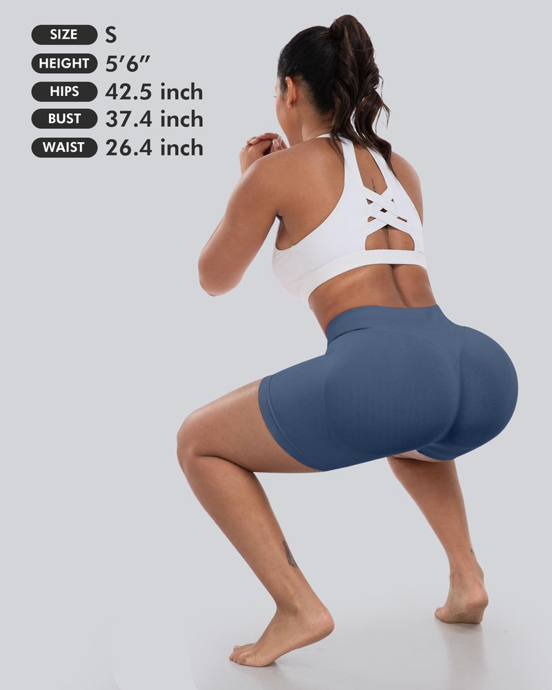 CHRLEISURE Workout Gym Biker Shorts, High Waisted Butt Lifting Scrunch Butt Sports Seamless Shorts Sets 4 Piece
