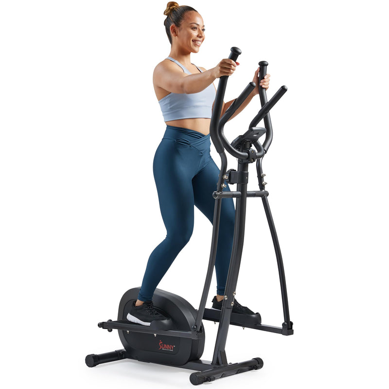 Sunny Health & Fitness 2-in-1 Smart Upright Elliptical Full-Body Exerciser w/Pulse Sensors, Home Cross-Training Cardio Workout Machine, Free SunnyFit App Bluetooth Link, Optional Long Stride Length - Blend Bazaar