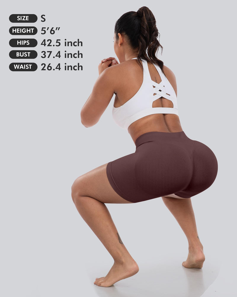 CHRLEISURE Workout Gym Biker Shorts, High Waisted Butt Lifting Scrunch Butt Sports Seamless Shorts Sets 4 Piece