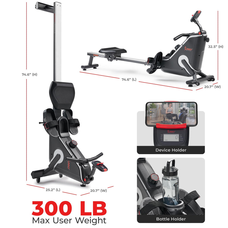 Sunny Health Foldable Rowing Machine - Full-Body Fitness with Free App - Blend Bazaar