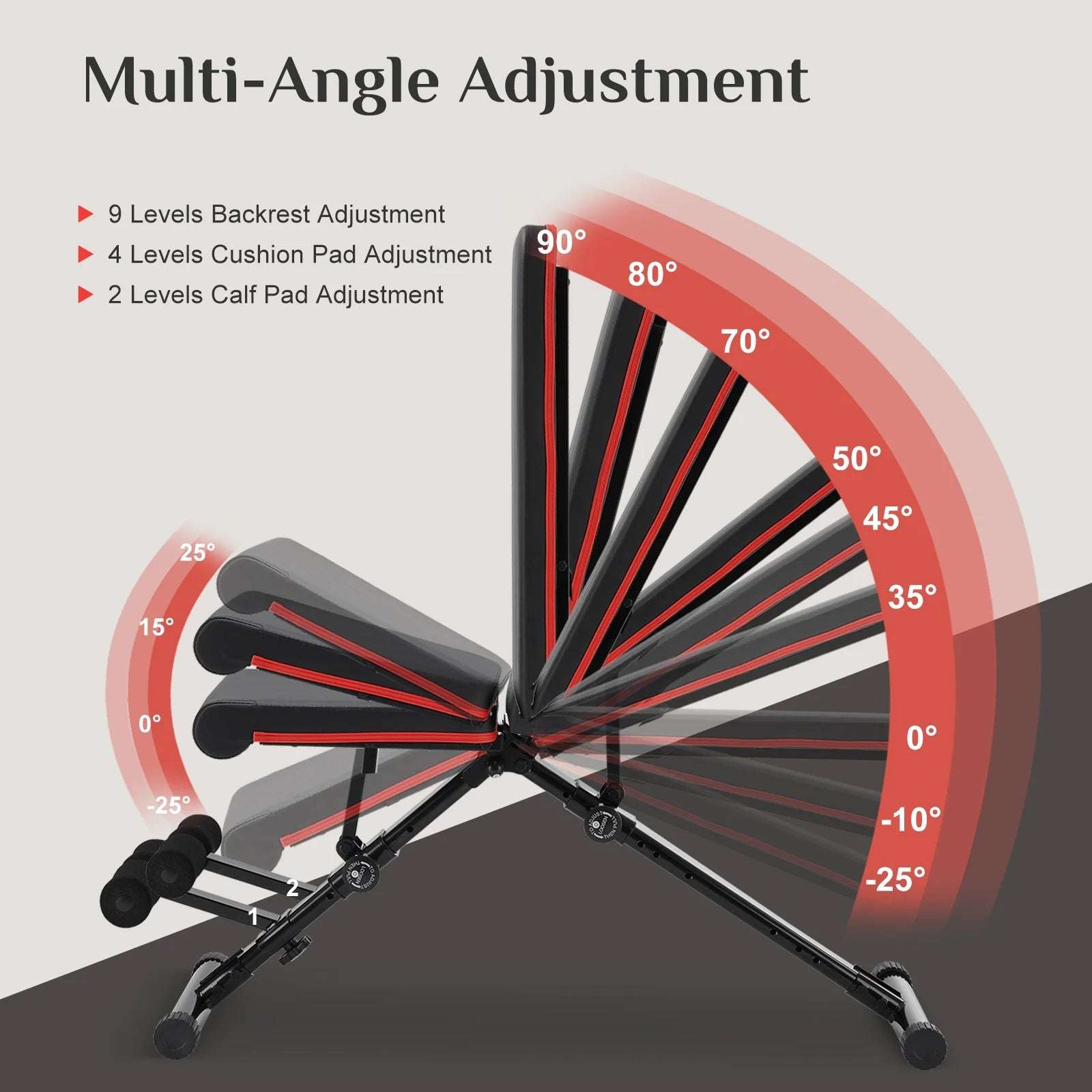 Weight Adjustable Workout Bench for Home Gym, 795LBS Capacity Foldable Bench Press，Black