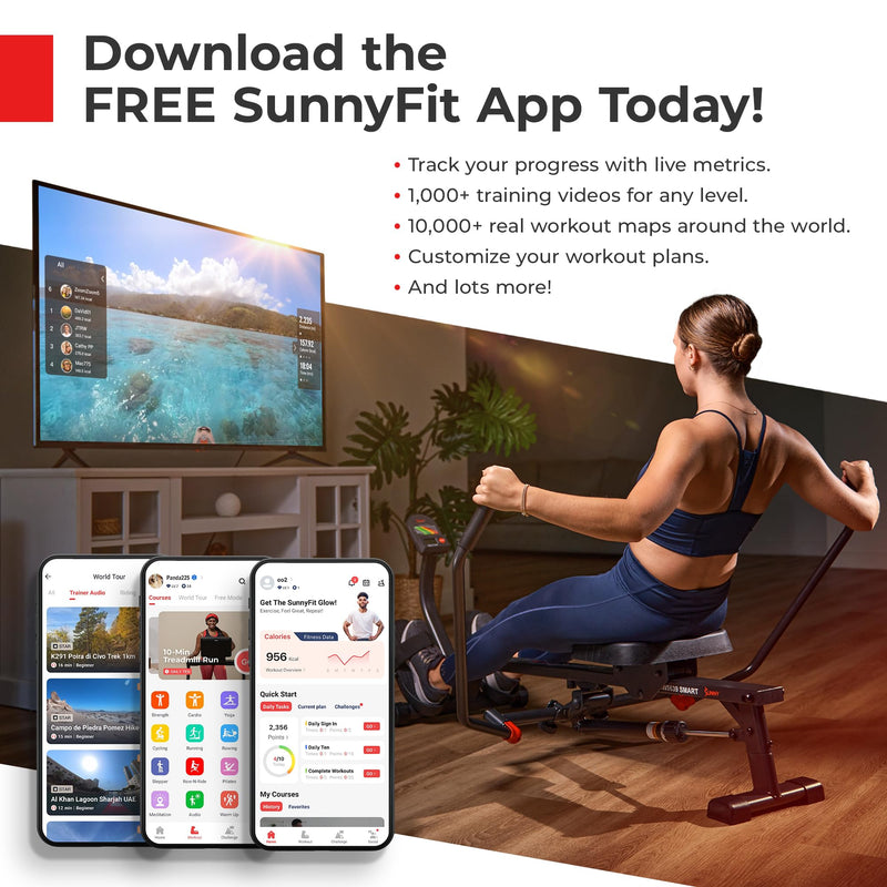 Sunny Health Foldable Rowing Machine - Full-Body Fitness with Free App - Blend Bazaar