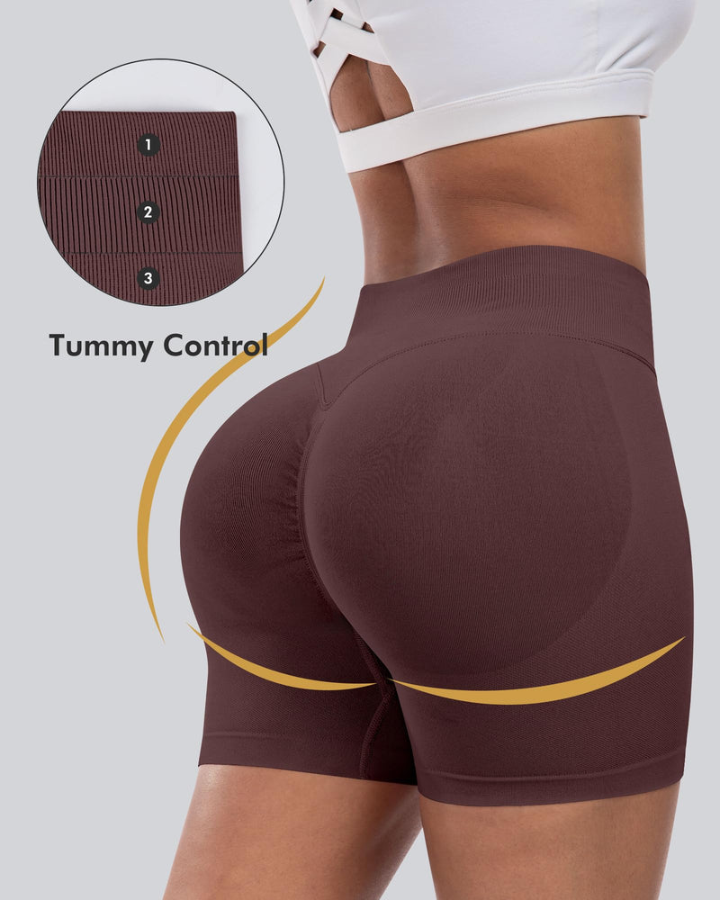 CHRLEISURE Workout Gym Biker Shorts, High Waisted Butt Lifting Scrunch Butt Sports Seamless Shorts Sets 4 Piece