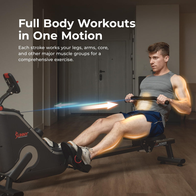 Sunny Health Foldable Rowing Machine - Full-Body Fitness with Free App - Blend Bazaar