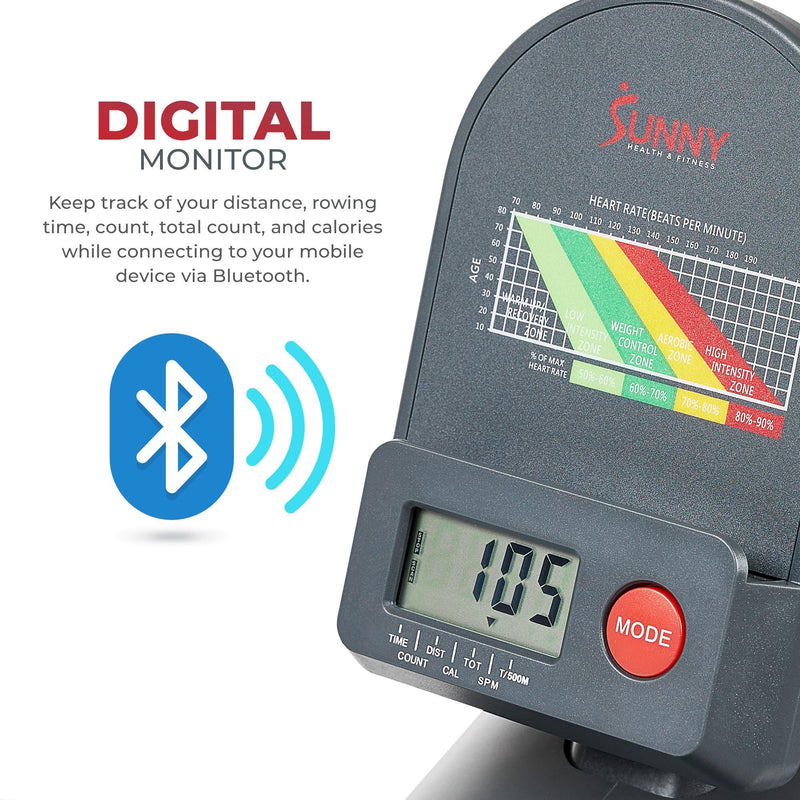 Sunny Health Foldable Rowing Machine - Full-Body Fitness with Free App - Blend Bazaar