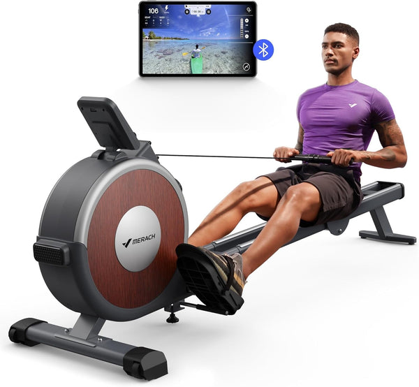 Magnetic Rowing Machine - 350Lbs Capacity, Bluetooth-Enabled for Home Fitness - Blend Bazaar