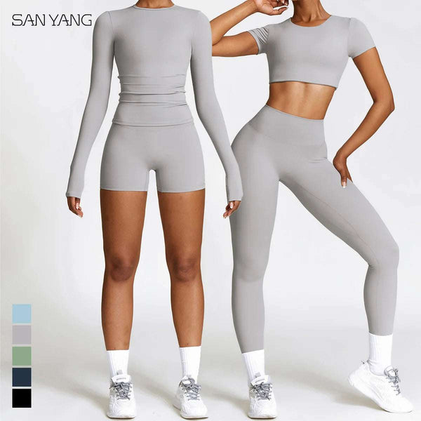 New Yoga Set Women Gym 2 Piece Tight Quick-Drying Fitness Wear Outdoor Running Suit Sports Fitness High Waist Leggings Workout