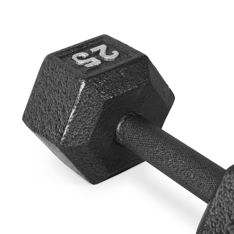 Barbell 100 Lb Cast Iron Hex Dumbbell Weight Set with Rack, Black - Blend Bazaar