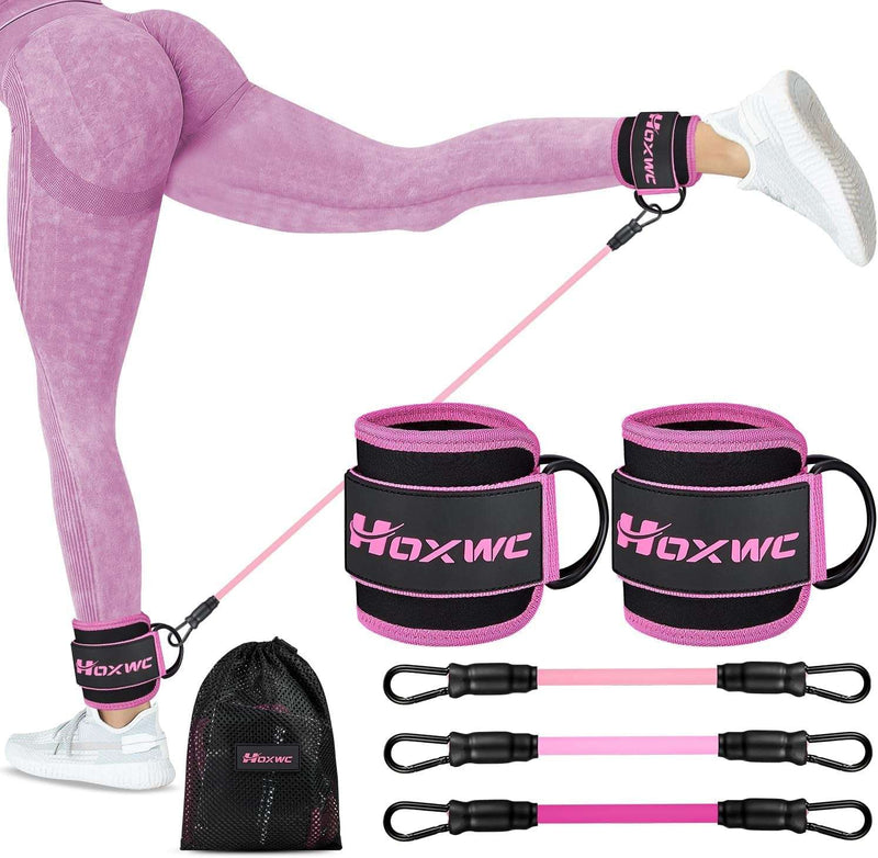 Ankle Resistance Bands with Cuffs, Ankle Bands for Working Out, Ankle Resistance Band for Leg, Booty Workout Equipment for Kickbacks Hip Fitness Training, Exercise Bands for Butt Lift Women - Blend Bazaar