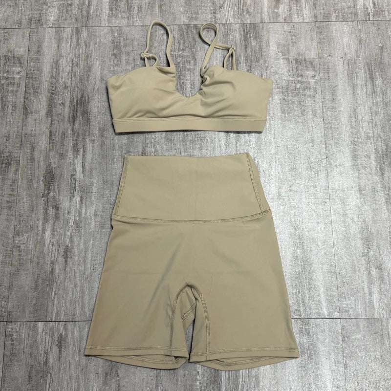 Two-Piece Women'S Sports Set Chest Crossover Yoga Clothes Female Gym Bandeau Sports Bra Suits Sport Outfit for Woman